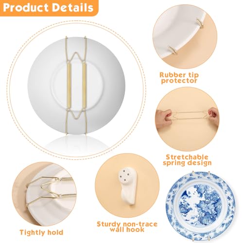 Image of 24 pcs Plate Hangers for The Wall, 4 /6 /8 /10 /12 Inch Invisible Decorative Wall Plate Hangers, Stainless Steel Plates Walls Hanger for Display Various Sizes with Hooks for Decorative