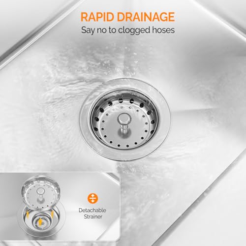 image for ROVSUN Commercial Sink, Stainless Steel with 3 Compartment and Left Si