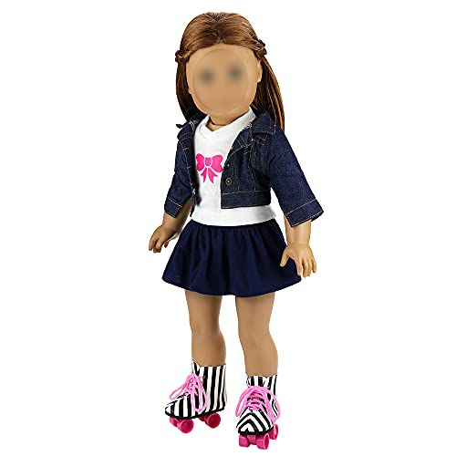 Miunana 2 Sets Kleidung & 2 Schuhe Schlittschuhe für 45-50 cm Puppe 18 Inch Doll Puppen American Girl Doll Stehpuppen… – Bild 8