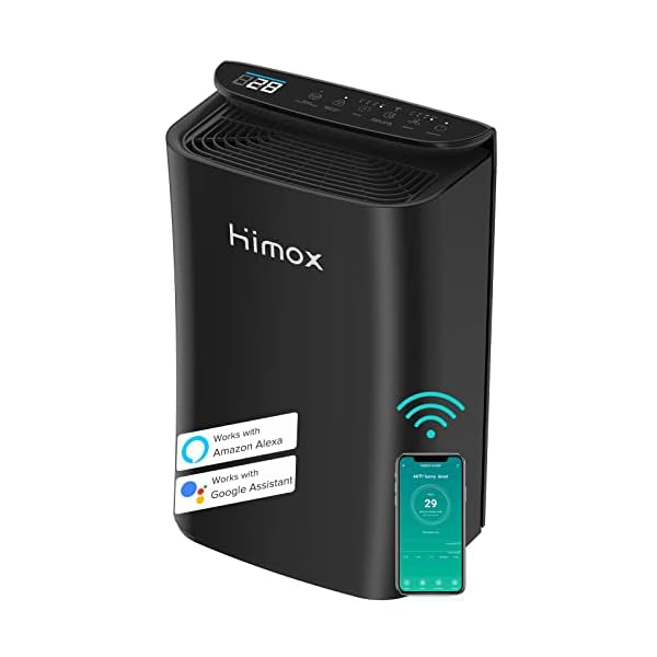 Himox air purifiers for home large room smart wifi and pm25 monitor h14 true hepa filter removes up to 9999 of particles ozone free for pets allergies smokers dust pollen auto mode alexa control  urban country home decor
