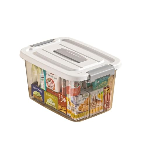 Image of Ash & Roh Heavy Duty Plastic Storage Bins with Locking Lids - Clear, Stackable Containers for Bedroom or Closet Organization (pack of 1, medium 25cm X 34 cm X 18 cm)
