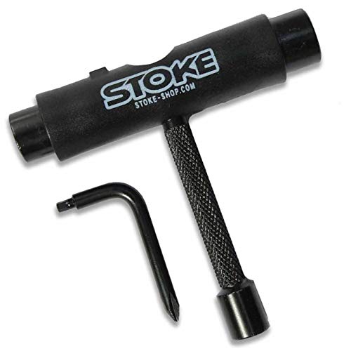 Stoke Skateboard Multi Tool 【 オールインワンスケートマルチツール】 スケートボードの調整分解がこれ一つで可能 金属製シャフト キングピン アクセルナット プラスドライバー 六角レンチ（Amazon）