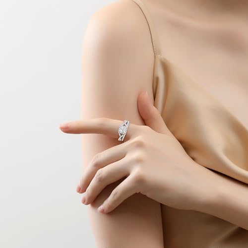 Image of Moissanite Wedding Ring Sets D Color VVS1 Moissanite Ring Sets,Moissanite Engagement Ring 18K White Gold Plated 925 Sterling Silver Moissanite Ring