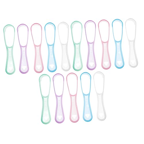 PartyKindom 15 Pcs Handheld Tongue Scrapers for Adults Oral Care Tools for Fresh Breath and Tongue Cleaning Transparent Light