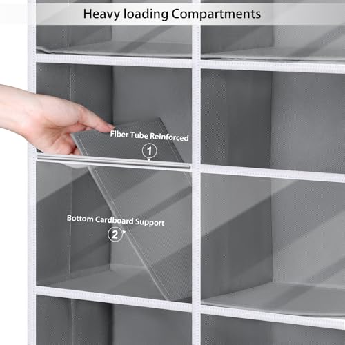 Image of Univivi Hanging Yarn Storage Organizer with Clear 4 Pockets, Extra Large 6 Tiers Crochet Bag Organizer, Over the Door Yarn Storage for Crochet Hook, Knitting Needles (Grey)