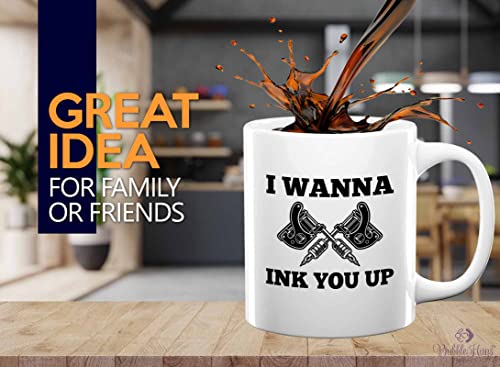 Bubble Hugs Tattoo Artist Coffee Mug 11oz White - I wanna Ink You Up - Tattooist Gift Tattooing Tattoo Shop Decor Tattooer Inker Studio Designer Tattoo Fund
