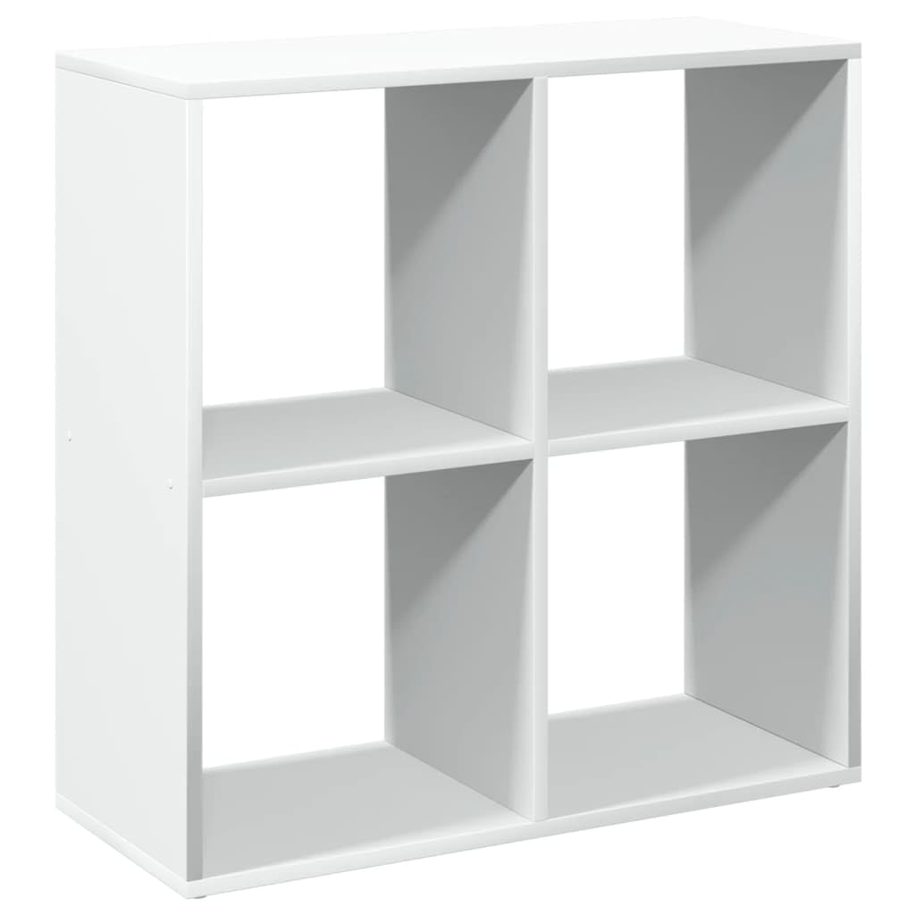 Libreria Divisoria a 4 Cubi Scaffale Bianco 69,5x29x69,5 cm | Scaffalatura modulare per soggiorno e studio in legno ingegnerizzato con 4 vani contenitori e capacità fino a 60 kg.