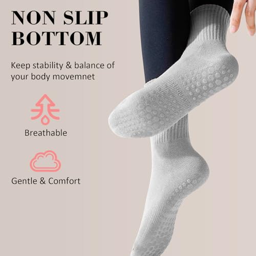 Beieverluck 8 Pairs Pilates Socks with Grips for Women Non Slip Yoga Socks Pure Barre Socks2