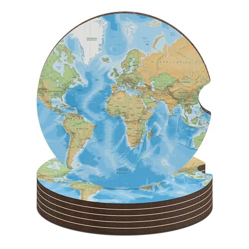 Dessous de verre pour voiture motif carte du monde idéal pour vos road trips