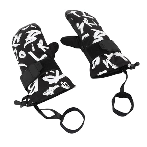 Manoplas de snowboard para niños con muñequeras MENDUNER Black Junior de invierno aisladas 3