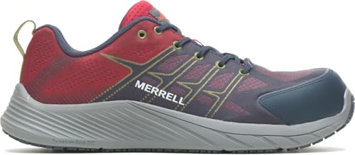 Merrell Moab Flight CF/Dahlia, Men's, Red/Gray, Comp Toe, EH, Slip Resistant, Low Athletic, Work Shoe (12.0 M)