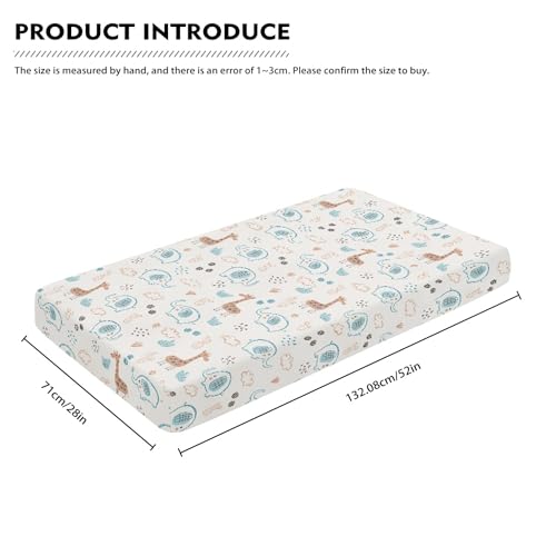 Image of Giraffe Baby Crib Sheets for Boys Girls Elephant Fitted Crib Sheet for Standard Crib and Toddler Mattress Cute Animal Baby Mattress Sheets Toddler Bed Sheet 52x28x8 in