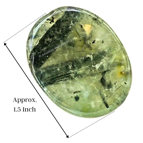 Image of Amazing Gemstone Prehnite Worry Stone, Healing Crystals - Piedra Crystal Fidget for Gift, Meditation, Calming, Relaxation, Stress Relief