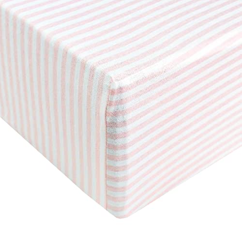 Image of Copper Pearl Premium Knit Baby Crib Sheets for Standard Mattresses, Breathable and Soft, Striped, Winnie