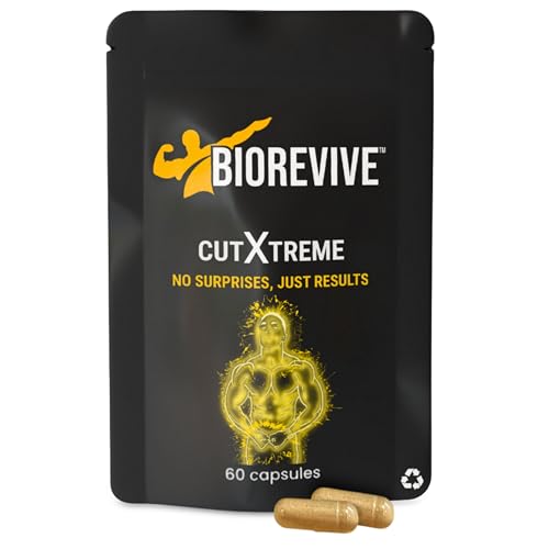 Biorevive Cutxtreme Thermogenic Fat Burner Supplement 780mg Vegan Capsules with L-Carnitine, Green Tea, B Vitamins and Caffeine Energy, Metabolism and Focus Support, Pre Workout for Men and Women