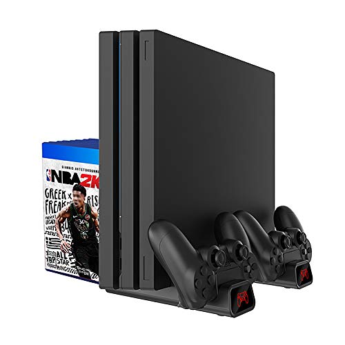 WSJMJ PS4 Contrôleur Double Station de Charge, Station de Charge USB, Ventilateur de Refroidissement Vertical sur Pied PS4 avec Indicateur LED pour Poignée PS4 / Slim/Pro Cover