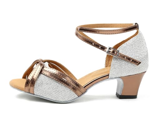 Chaussures de bal femme paillettes bout ouvert escarpins argentés 39.5 EU