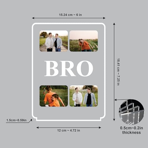 Image of Giftplease Personalized Brother Photo Night Light - Custom Acrylic LED Lamp with Picture Collages, Engraved BRO Wooden Base | Unique Birthday, Rakhi, Graduation Gift for Brother, Brother-in-Law