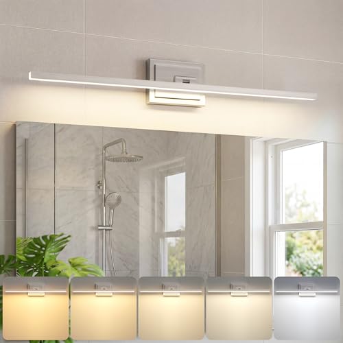 Image of VOLISUN Modern Bathroom Vanity Light 31.5 inch, Rotatable, 18W Dimmable 5CCT Led Bathroom Light Fixture Over Mirror, Brushed Nickel Bar Vanity Light for Bathroom Mirror Cabinets-ETL Certificated