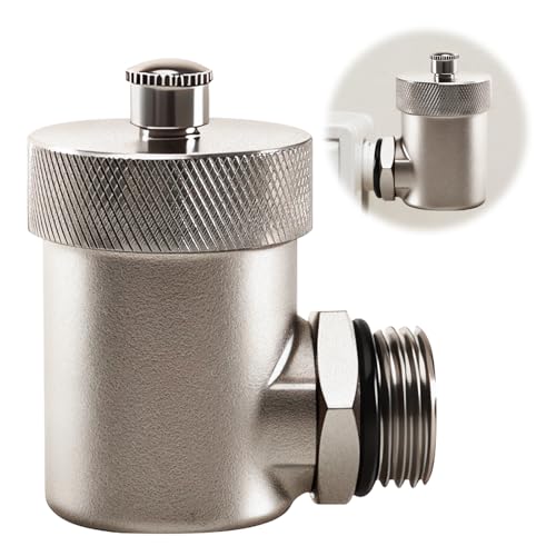 Silkwish Automatischer Schnellentlüfter 1/2 Zoll AG | Eck Entlüftungsventil Entlüfter für Heizkörper & Heizungsanlagen | Hochwertig aus Messing Silber | Bis 1.2 MPa & 95C