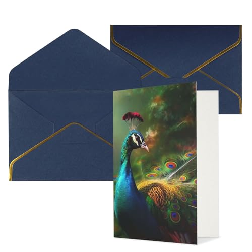 KKLWEGU カラフルな孔雀グリーティングカード 封筒付き Thinking of You カード Happy Birthday 結婚式 招待状 空白のメモカード あらゆる機会に 4x6