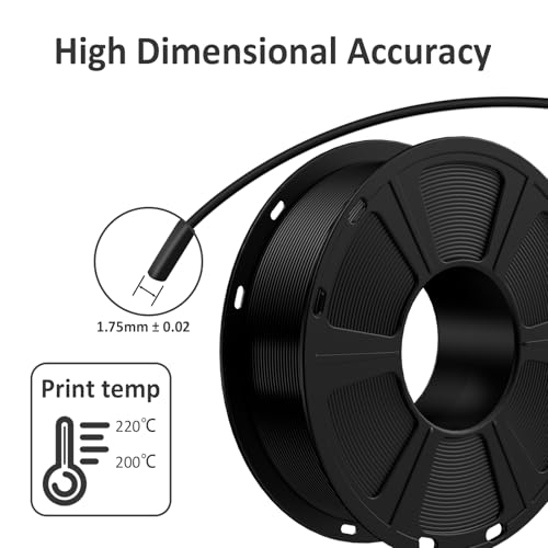 Image of GEEETECH Black PLA Filament 1.75mm, 3D Printer Filament Dimensional Accuracy + /- 0.02mm, 1kg Spool(2.2lbs) 3D Printing Filament Fits Most FDM 3D Printers