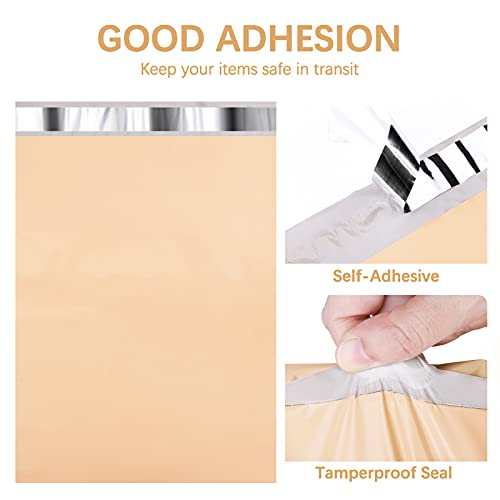 Image of Metronic Poly Mailers 14.5x19 500 Pcs | Medium Size Shipping Bags for Clothes | Large Poly Mailer Bags, Shipping Envelopes, Mailing Bags for Small Business, Strong Adhensive Poly Bags Beige