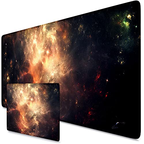 Beydodo Tapis de souris de jeu, beau brouillard orange dans l'univers, antidérapant, résistant et lavable, convient pour le bureau et la maison 900 x 400 x 3 mm Cover
