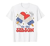 Tis The Season Fireworks Ice Cream 4th of July American Flag T-Shirt