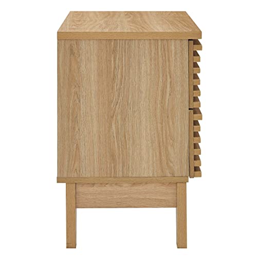Modway Render Mid-Century Modern, Two-Drawer Nightstand, Oak by Modway - Image 2
