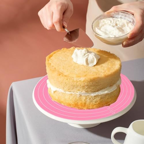 Xspring Silikon pişirme matı, yuvarlak ısıya dayanıklı silikon pişirme matı, yapışmaz yüzeyli, ölçü işaretli pasta matı, mutfak tezgahı ve pasta döner standı için ideal