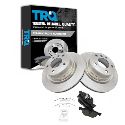 Image of TRQ Rear Ceramic Brake Pad and Rotor Set