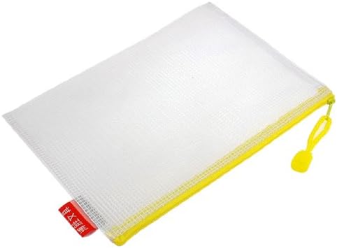 Dimart 10 Pcs PVC Gridding Fabric Yellow Zipper A5 Paper Files Bag Folders