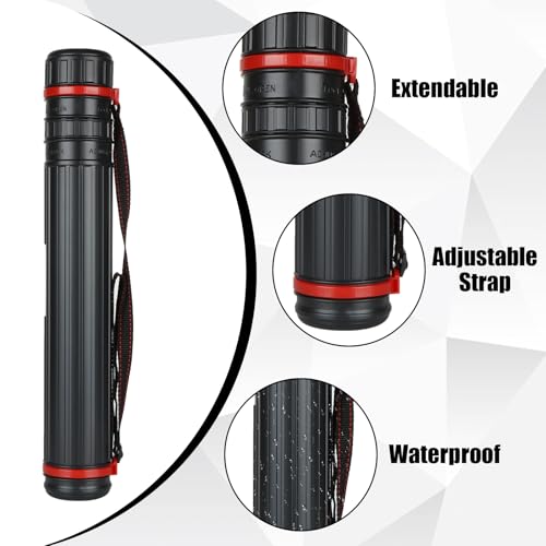 Image of DAJAVE 4 Pack Extendable Poster Tubes, Expand from 17 to 28 Inch, Poster Tube with Strap, Black Telescoping Art Drafting Tube, Round Poster Holder Tube for Carrying Artworks Scrolls Blueprint