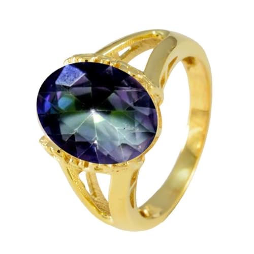 Image of 55Carat Choose Your Color Genuine Stone Ring 18K Gold Plated Oval Handmade Jewellery for Gift Sizes 4-13