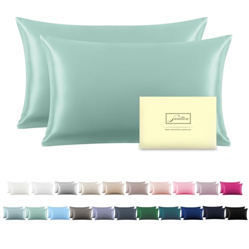 Silk Pillowcase for Hair and Skin,Soft,Breathable and Sliky Standard Size Pillow Cases Set of 2,Both Sides Natural Mulberry Silk Pillowcases with Hidden Zipper(Standard Size 20"X 26",2pcs)