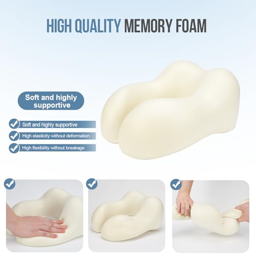 Image of Travel Neck Pillows for Airplanes Memory Foam Neck Pillow for Traveling Adjustable Travel Pillow for Sleeping, Airplane,Train, Car with Eye Mask, Earplugs, Carry Bag