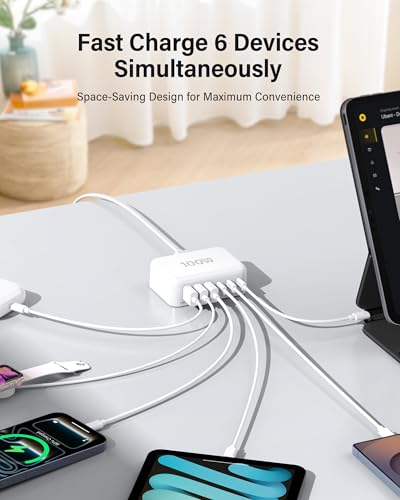 USB C Charger Block, GaN Fast USB Charging Station Hub with 100W Max 6-Port - Image 5