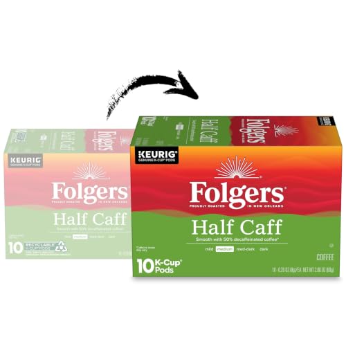 Folgers Half Caff Medium Roast Coffee, Keurig K-Cup Pods, 10 Count Box - image 4