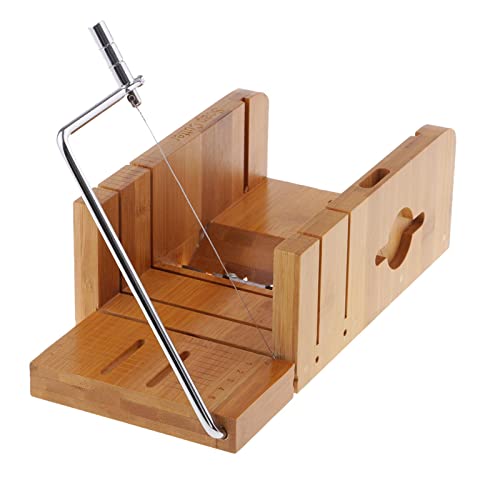 Image of CALANDIS Multi-Function Practical Wooden Soap Cutter Loaf Mold Soap Making Cutting Tools with Soap Beveler Planer, Wire Slicer