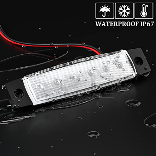 Bjz Led Trailer Marker Lights Red 6 Led Side Marker Clearance Light Bar 12V 3.8" Front Rear Signal Indicator Light Strip Waterproof For Trailer Truck Van Pickup Atv Utv Rv, 10Pcs W/Clear Lens #TOP2