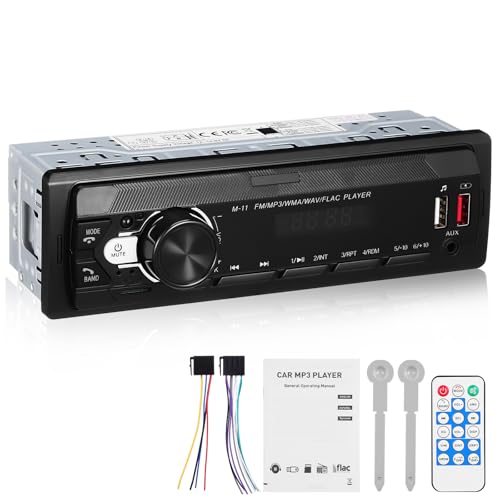 COMPUKAS Receptor de Radio para Coche Control Táctil 12v Conexión Inalámbrica y Ranura para Tarjeta, Máxima 4x60w y Diseño en Metal y Plástico Negro Compatible Vehículos