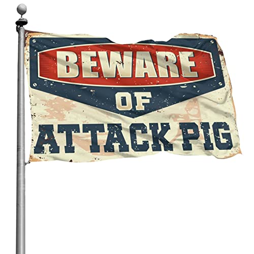 Bandera de dormitorio Beware of Attack Pig de 152 x 244 cm para decoración universitaria de chicas