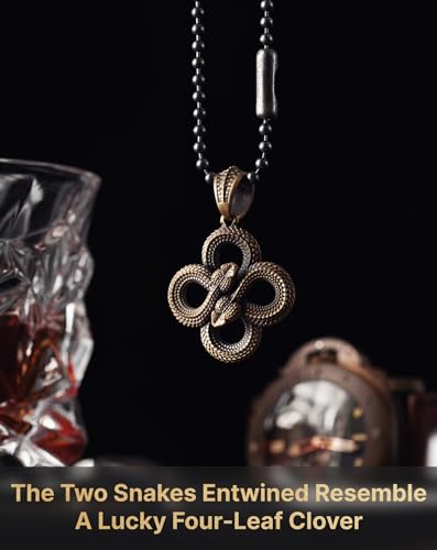 COPPERTIST.WU Double Snake Pendant Necklace Viper Animal Serpent Lucky Pendant Necklace Gothic Jewelry Gift for Men Women(Chain not included)3