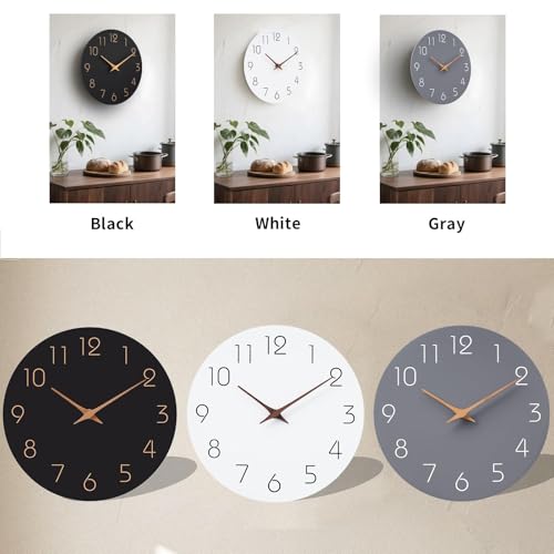 12 White Minimalist Silent Wooden Clock