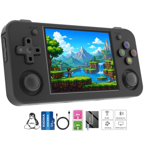 Image of Anbernic RG35XX H Retro Handheld Game Console, 3.5 inch IPS OCA Screen, Linux System, 64GB Preloaded Classic Games, WiFi Bluetooth, HDMI Output, Ideal for Travel Commute Home Outdoor Black
