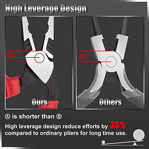 LEONTOOL High Leverage Combination Pliers 7 Inch Angled Head Linesman Pliers with Wire Cutter Heavy Duty Screw Nipper Professional Hand Tool Saving 35 Percent Labour - Image 3