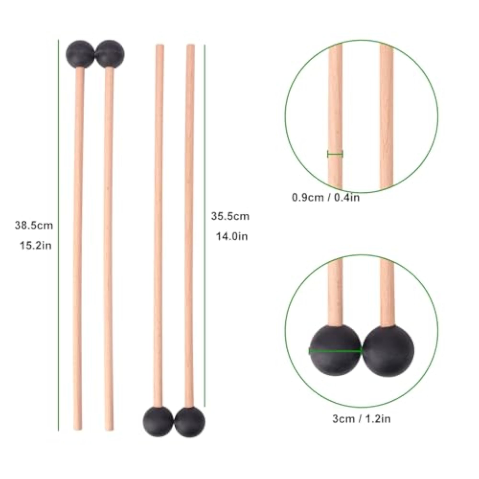 4 Pair Bell Mallets Glockenspiel Sticks