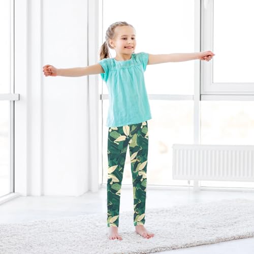 KLL Tropical Greens Leaves Toddler Girls' Cotton Leggings Fashion Full Length Sweatpants Sports 6