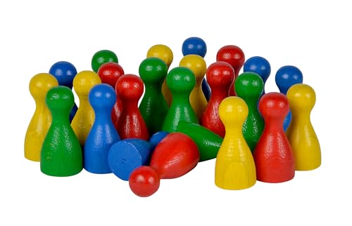 noris 24 bunte Holz‑Halmakegel (24mm) Spiel‑Zubehörset aus Holz, Für Familienspiele & Brettspiele, Farbenfrohe Spielfiguren, ab 3 Jahren
